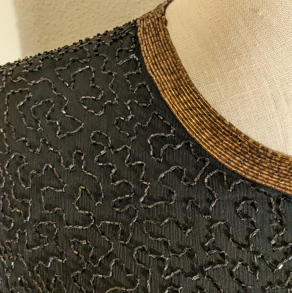 Vintage Night Vogue silk and beaded long sleeve top - Picture 6 of 9